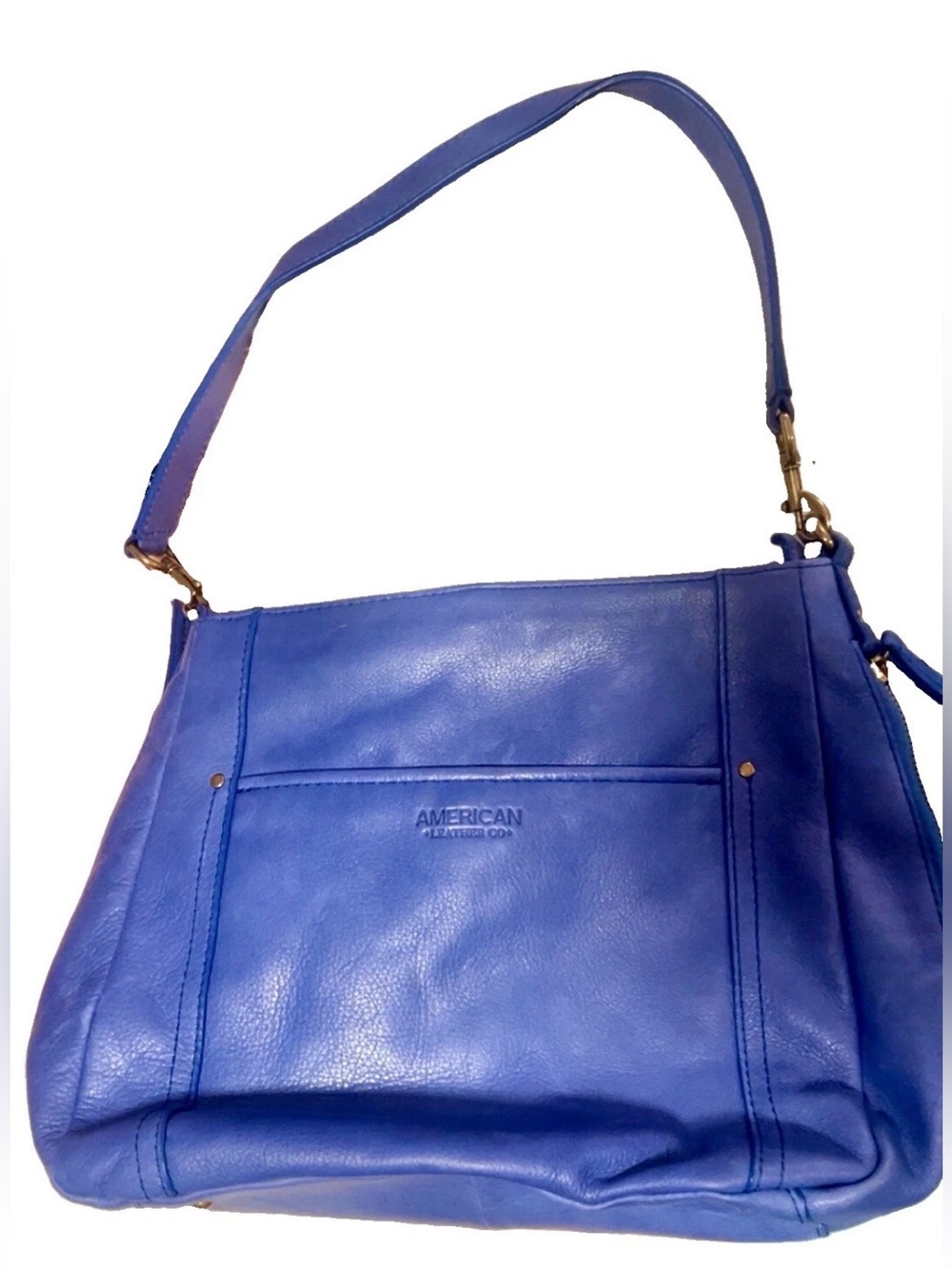 American Leather Co. Ballpoint Blue Pebbled Large Austin Hobo Shoulder Bag NWOT